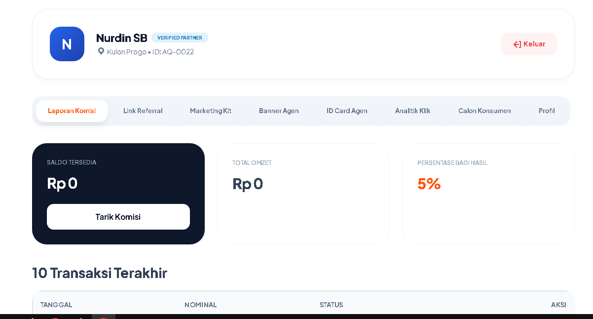 Dashboard Jaringan Agen